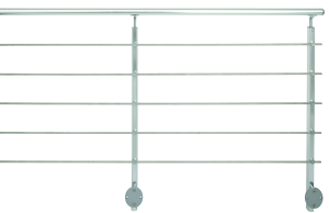 Kit garde corps en alu poli INOLINE L.2m réglable en hauteur de 1,005m à 1,035m poteau fixation latérale - usage int/ext